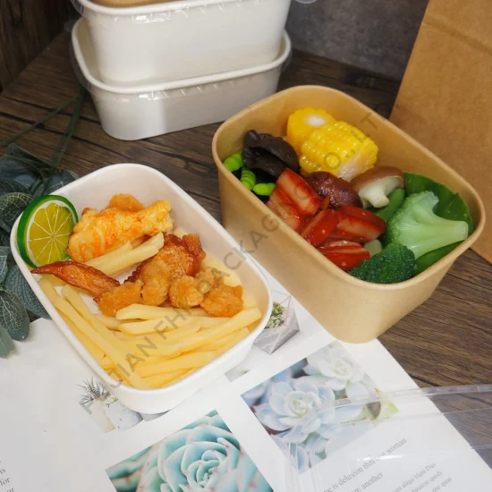 FDA/EU-Gebührenmuster, runde/rechteckige/quadratische Lebensmittelbox, biologisch abbaubare Salatpapierschüssel
