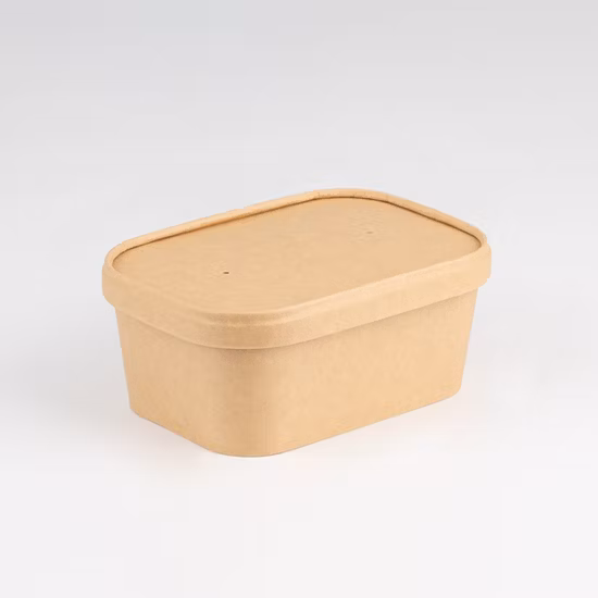 Quadratische, recycelbare Einweg-Lebensmittelpapierschale von Natural Economy
